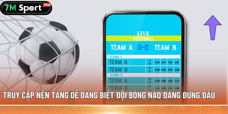 Truy cập nền tảng dễ dàng biết đội bóng nào đang đứng đầu